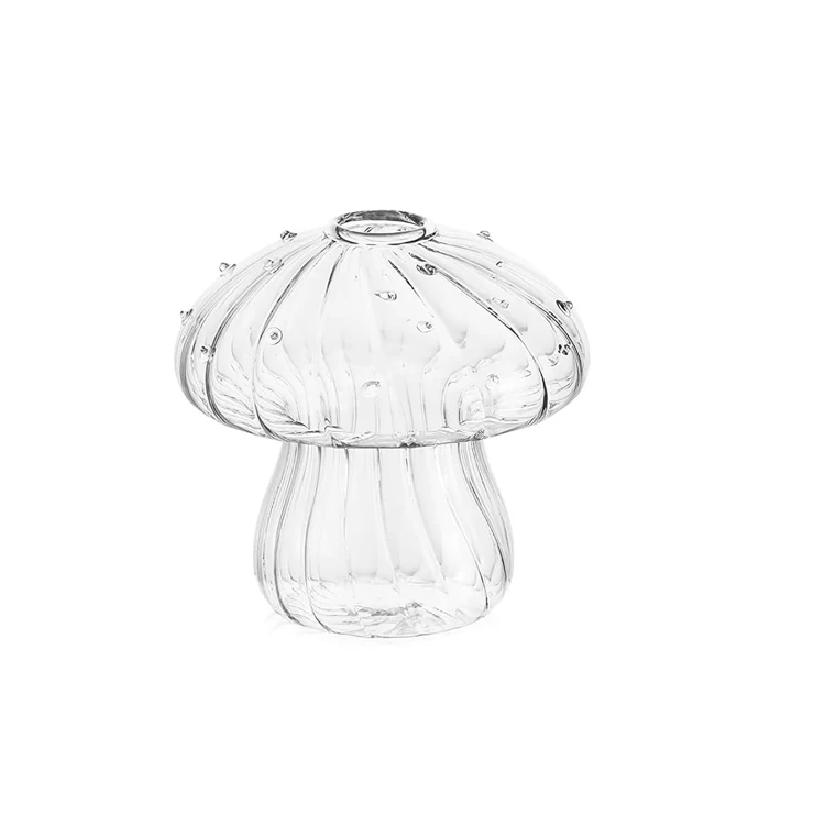 Small Mushroom Glass Flower Vase Cute Glass Single Flower Hydroponic Plant Vase