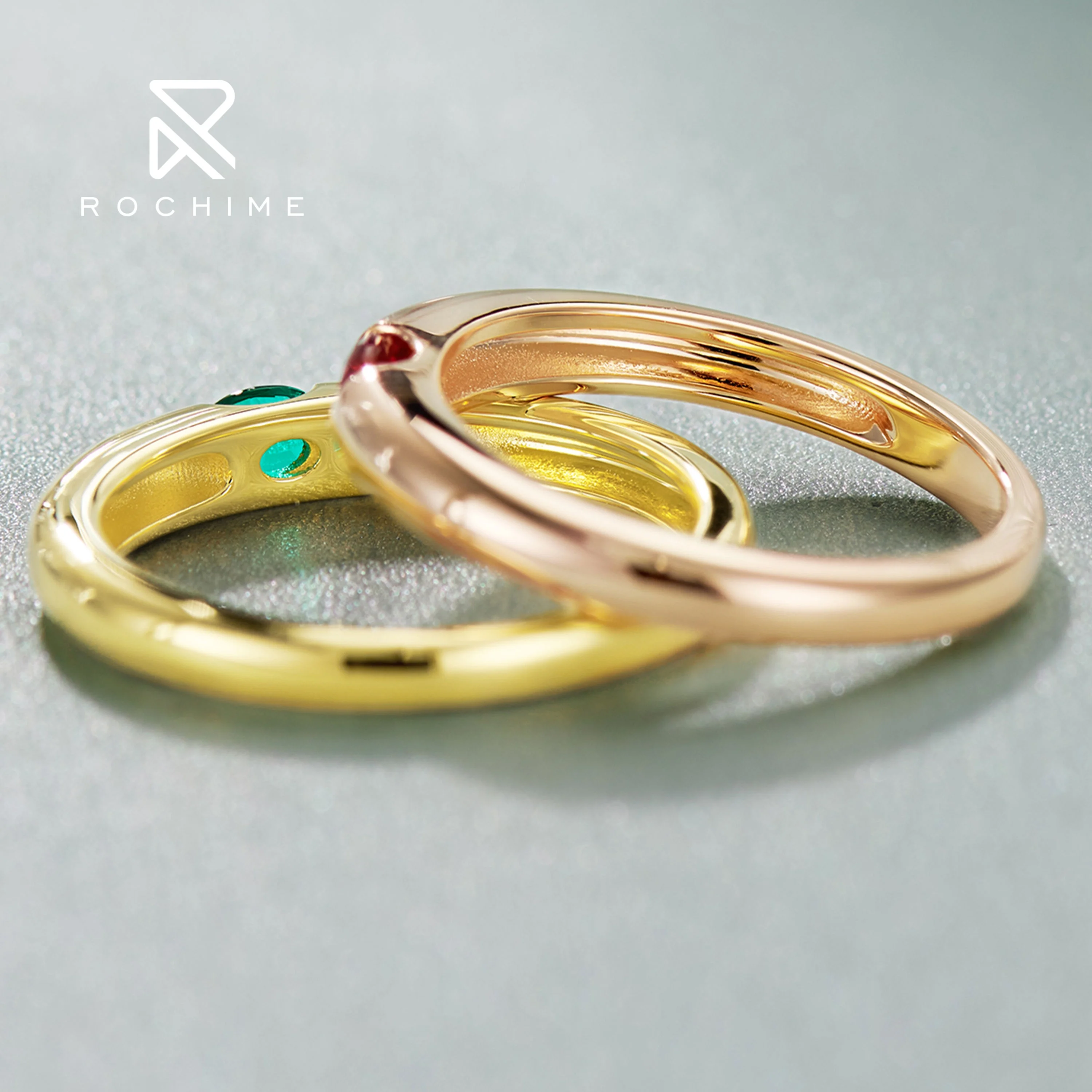 Rochime ins style  oval cut single gemstone  ruby ring band  925 sterling silver customized jewelry for women