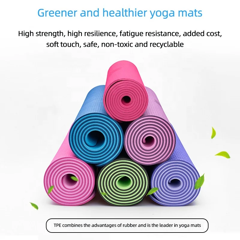 183*61cm Tpe Yoga Mat 6mm Home Use Pilates Eco Non Slip Yoga Mats Wholesale From Manufacturer Tpe Yoga Mat Dual Color