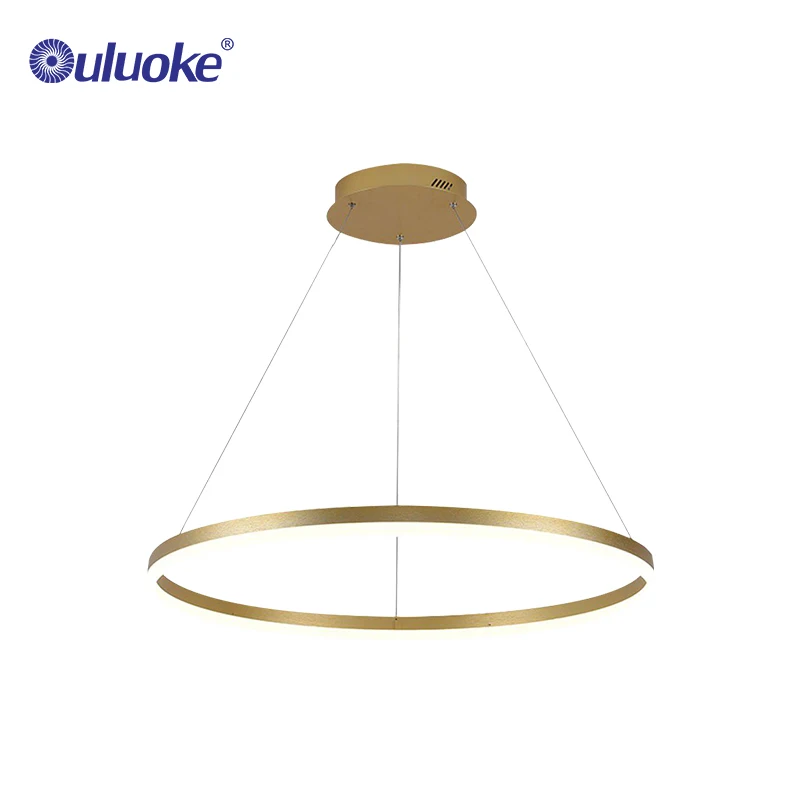 Wholesale Modern Design Wireless Lights Living Room Dimming Aluminum Acrylic Led Gold Circle Ring Pendant Light