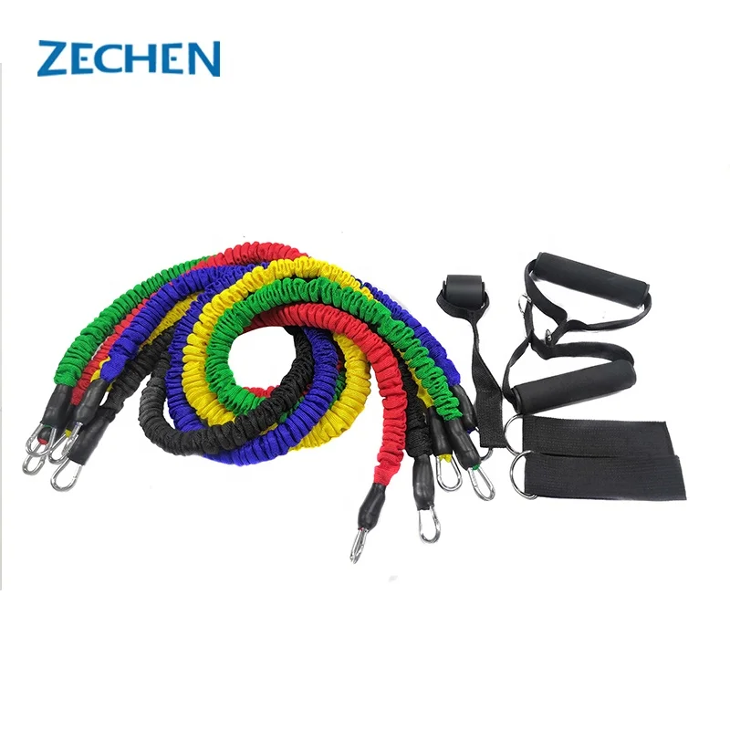 Fitness Pull up Resistance Tube Bands Protective Nylon Sleeves Anti-Snap Stretching Band Pilates