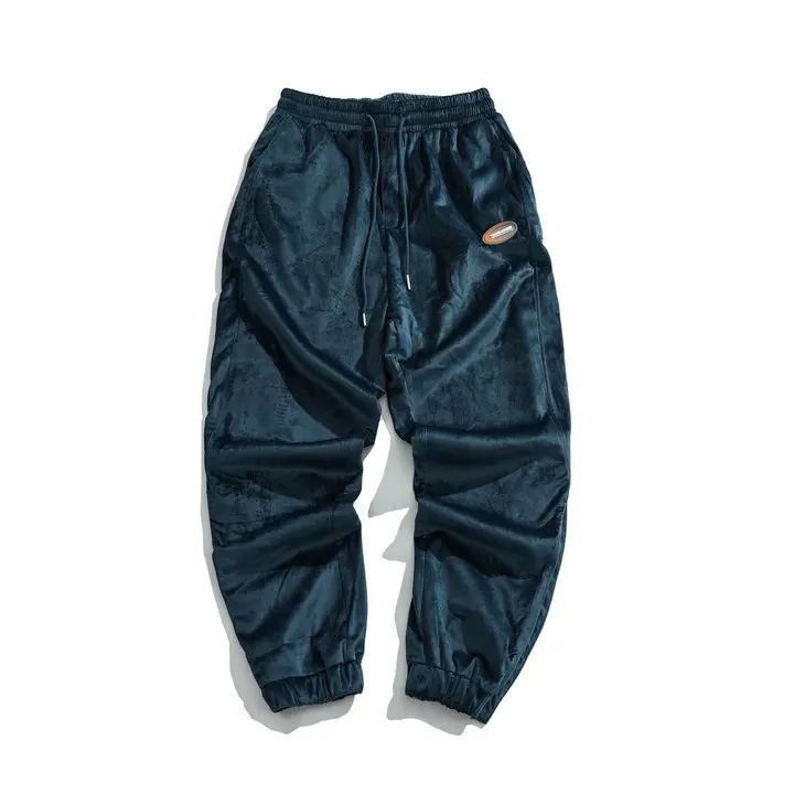 Мужские бархатные тренировочные брюки-карго Осенние джоггеры с резиновой нашивкой брюки в полоску кулиской большого размера