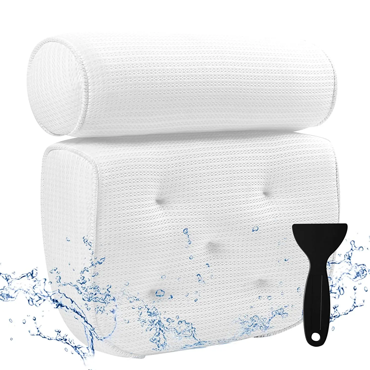 Factory Customized 3D Air  Mesh Bath Pillow for Tub Dry Fast Fluffy Soft Spa With Suction Cups  Comfortable  Bath Pillow