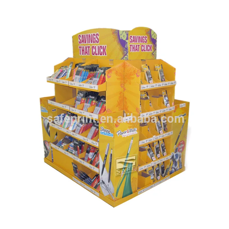 Half Pallet Display For Book  Stationery Store/ Magazine Rack Shelf Cardboard Floor Book Display Stand