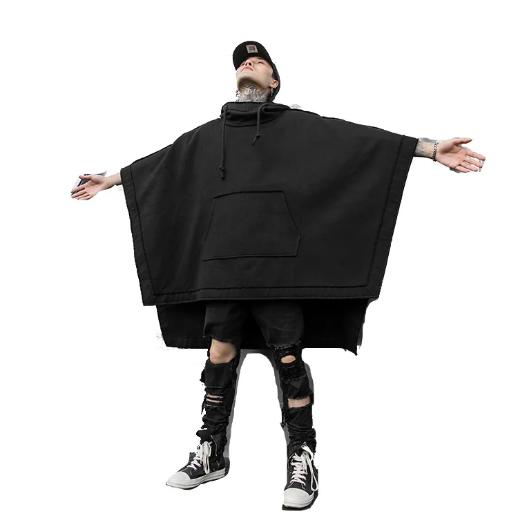 M-4XL осенние и зимние новые мужские фасон летучая мышь; Плащ; Накидка; Темные средней длины модная Вельветовая утепленная куртка с капюшоном
