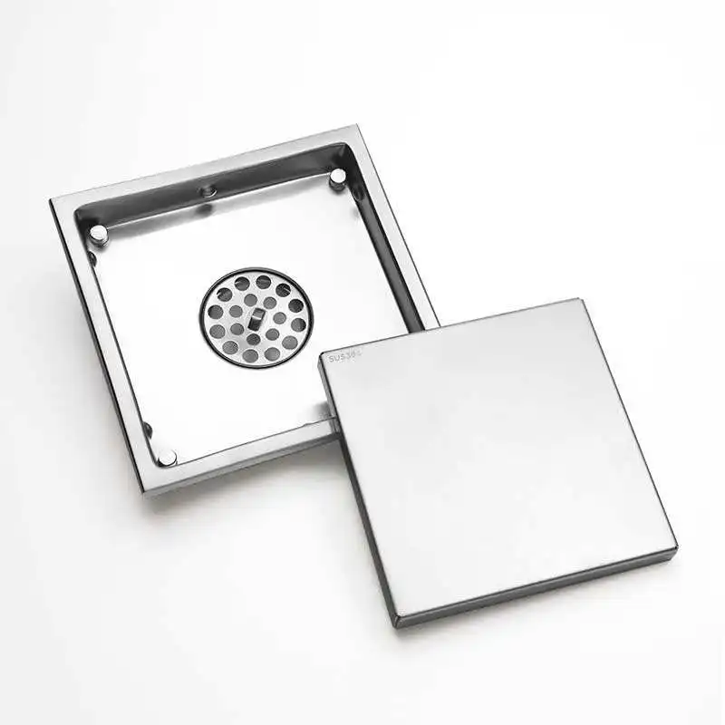 100*100mm Polished Floor Drain SUS 304 Floor Drainage Strainer Floor Drain