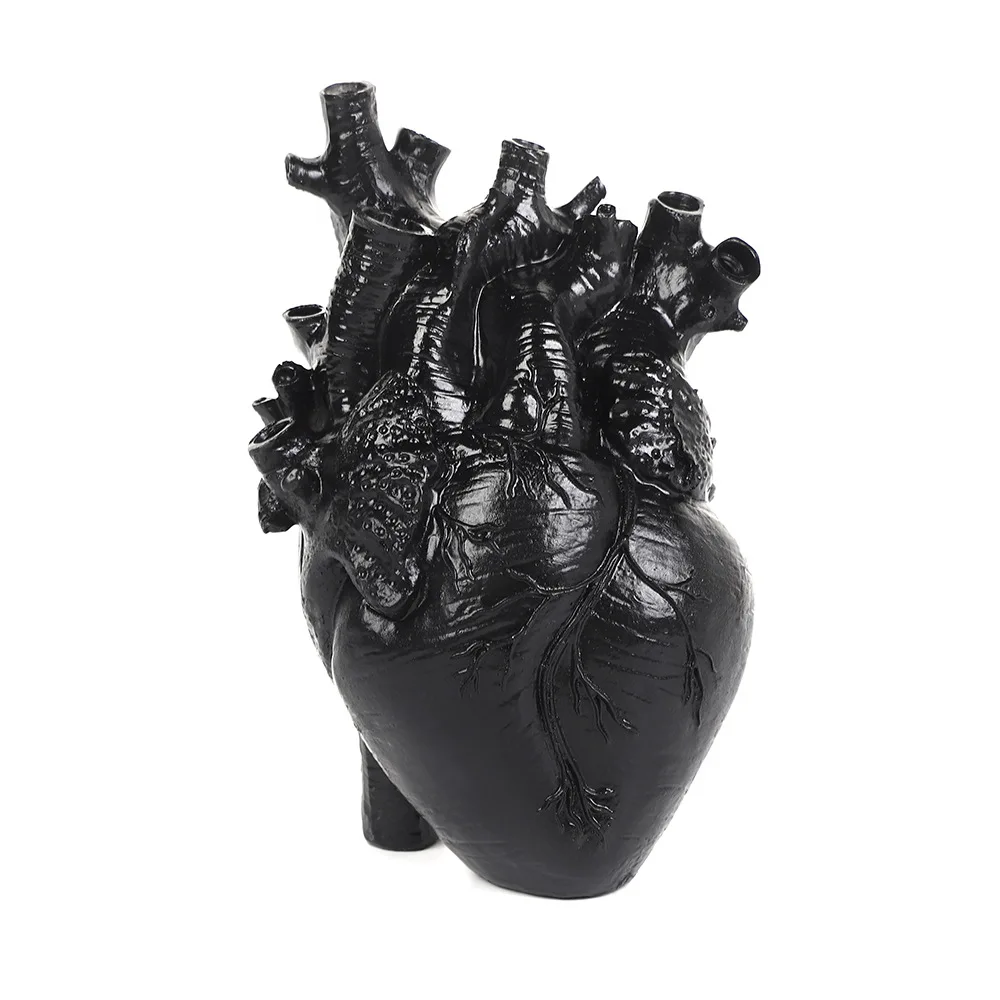 Black and white heart vase creative heart shape home desktop decoration resin crafts