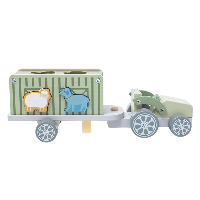kids wooden toys kids wooden tractors farm animals educational trailers toys wooden animal farm trailer toys