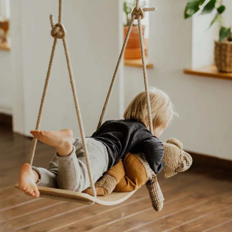 indoor kids room wooden swing chair wooden balance board 2 in 1 playground outdoor kids gym equipment exercise fitness home