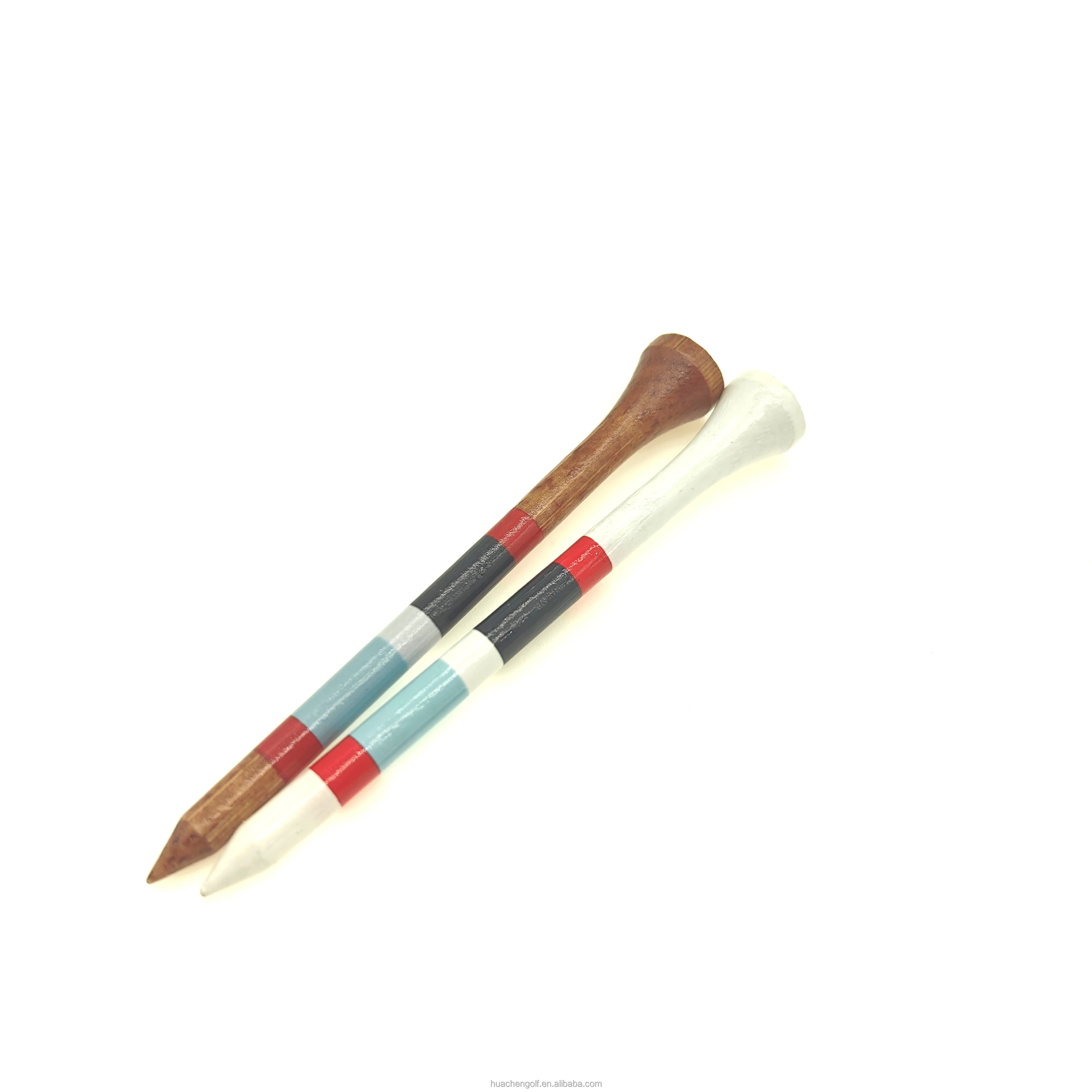 Wooden Bamboo Golf tees 360 Colored Stripes printing
