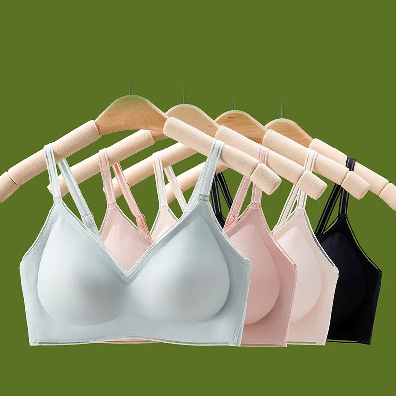 Traceless Latex Underwear Women Wire Free Gathering Sports Young Girl Bra