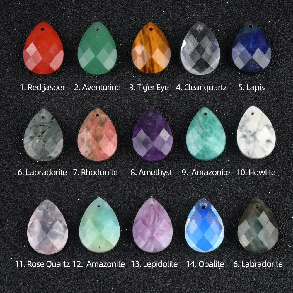 Wholesale Natural Stone Cut Surface Drop Shaped DIY Loose Gemstones Crystal Pendant For Women