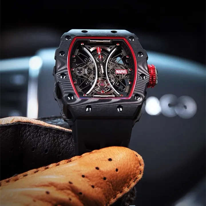 Mechanical watch manufacturer Custom stainless steel skeleton mens luxury tourbillon waterproof mans automatic watch