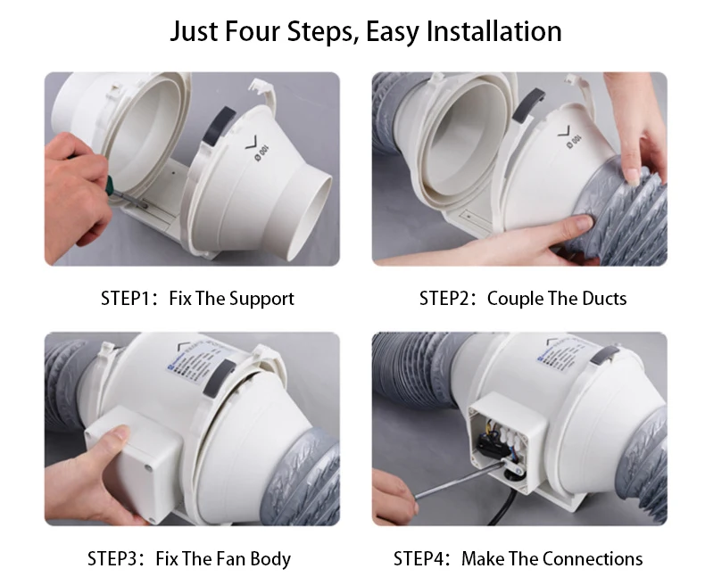 Plastic High Efficiency Centrifugal In line Duct Air Suction Extractor Exhaust Fan Axial Mixed Flow Ventilation Fan For Home