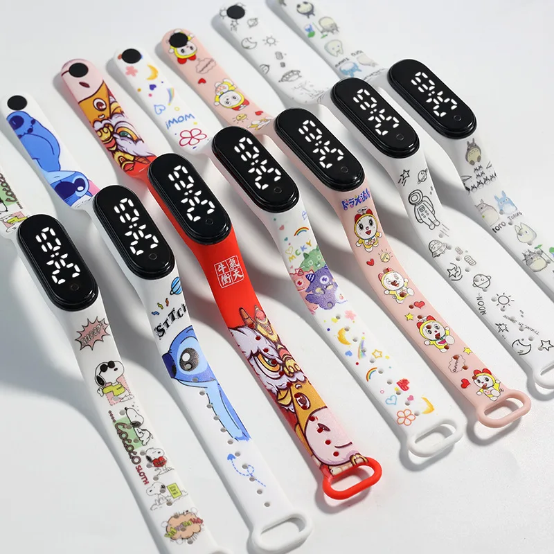 2021 latest design kids mi watch children cartoon printed bangle watch waterproof full printed strap bracelet watch