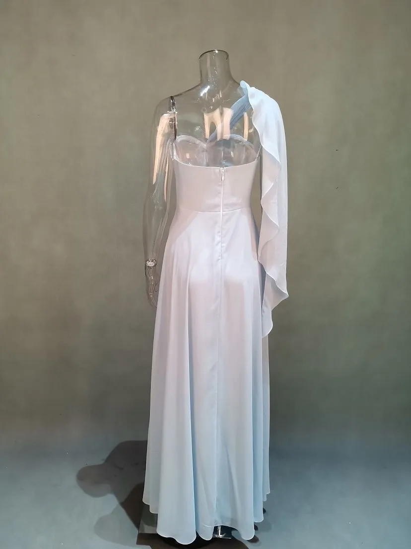 New Arrivals Strapless  High Quality Lady Elegant backless satin prom long Party Dresses Women  Evening Dress