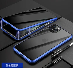 Anti Peep Privacy Case for iPhone 14 13 12 with Tempered Glass Anti Spy Magnetic Metal Bumper Full Cover Protective Phone case