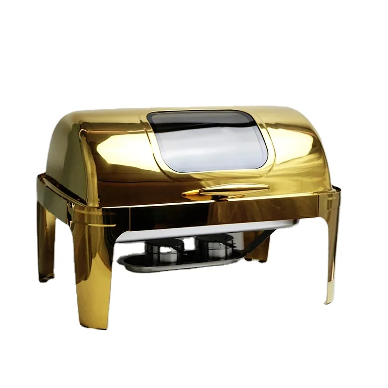 9L stainless steel buffet food warmer luxury gold chafing dish catering equipment