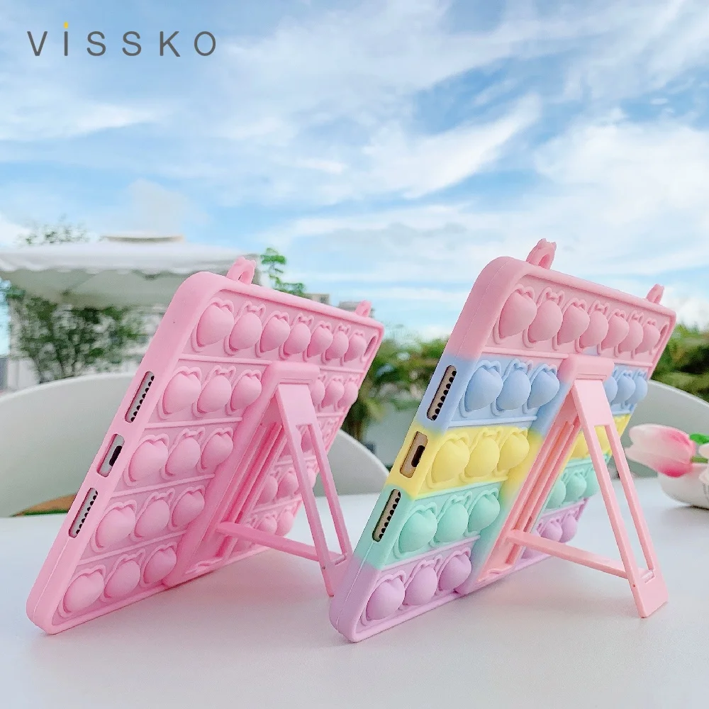 
Hot selling love bear pressing game with adjustable angle Hanging tablet protective cover for iPad Air pro 2020 case 