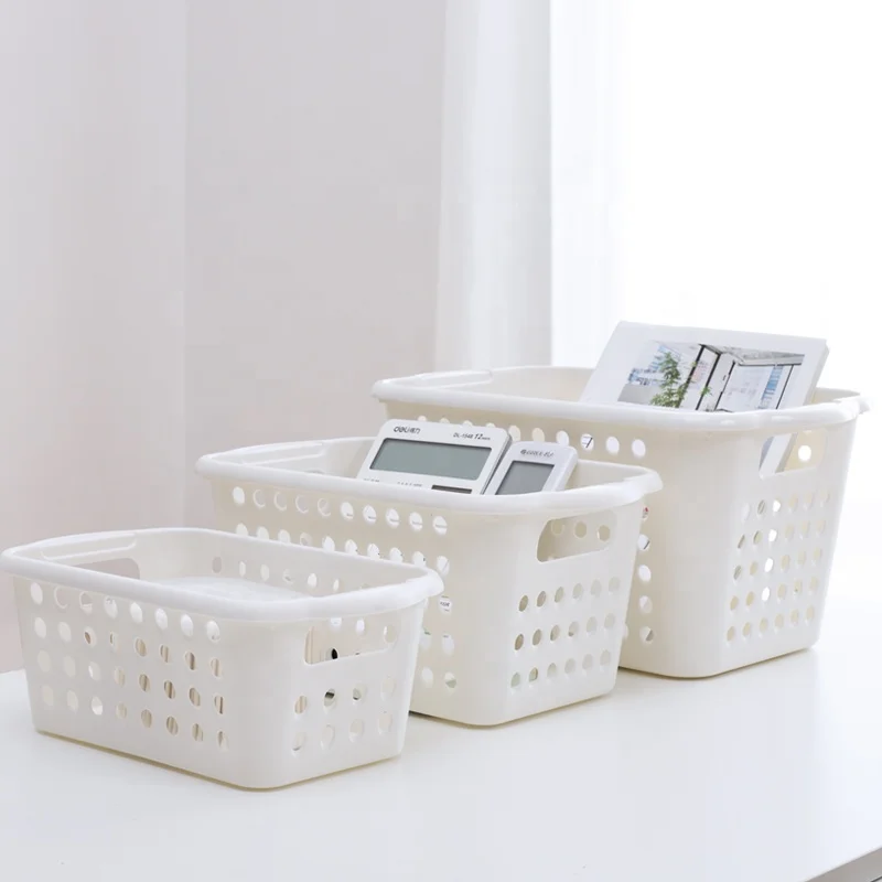 Wholesale  Portable  Plastic Storage Baskets with hollow-out handle