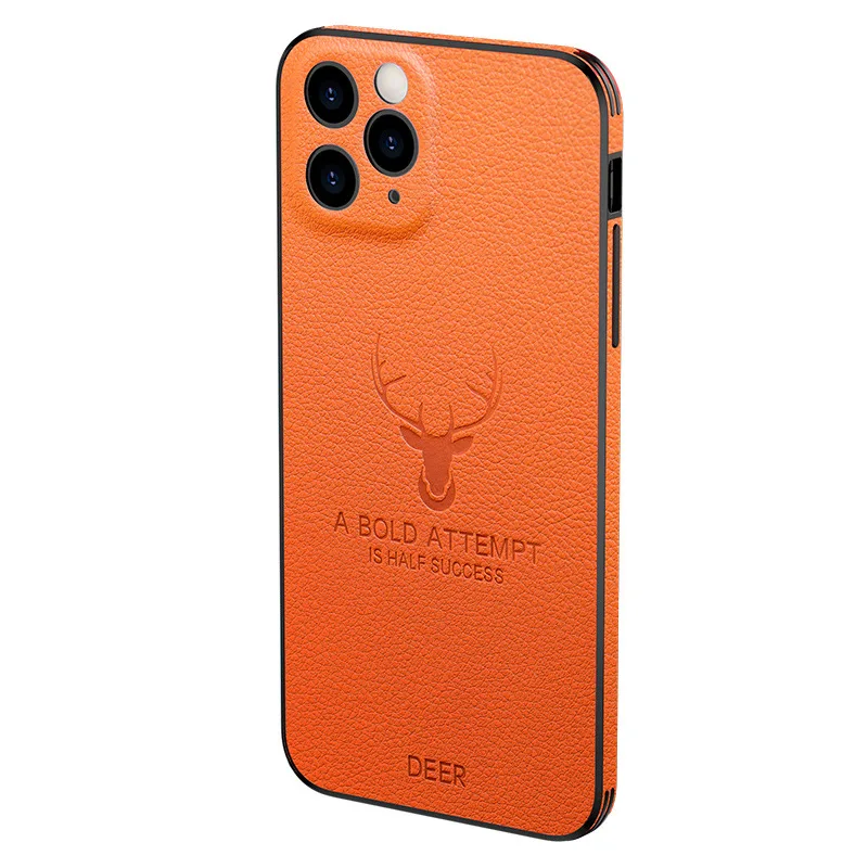 Shockproof case with Camera Lens Protection Deer Pattern Leather Back Cover Mobile Phone Case For iPhone 13 12 11 Pro Max