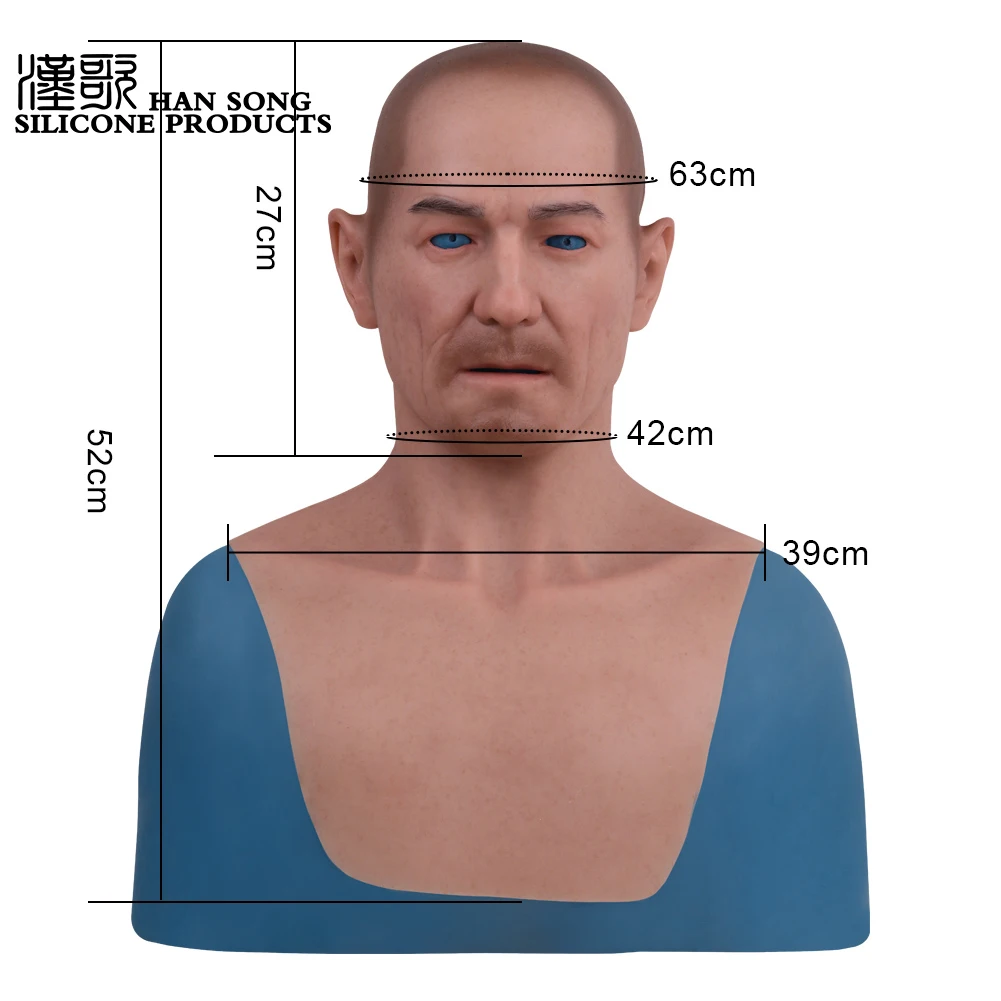 Party Masquerade Props Middle-Aged Man Human Halloween Face Silicone Realistic Full Head Mask