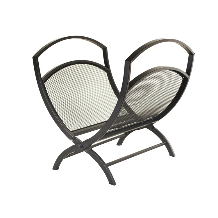 Basic fireplace log rack wood holder lumber storage stacking log bin black