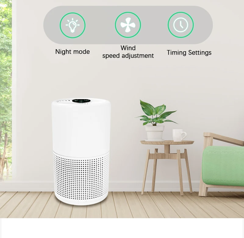 Compact and Quiet household touch screen air purifier with life time warranty  air purifier