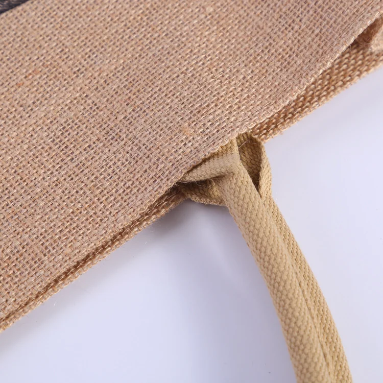 manufacturer recycle natural burlap linen shoulder tote jute bag with hello weekend
