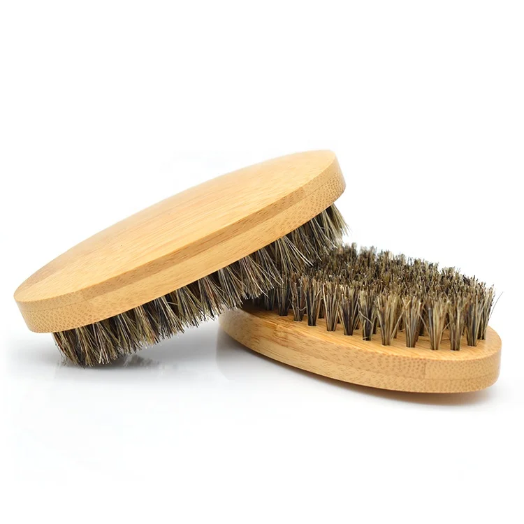 Wholesale custom men shave brush bamboo beard brush oval boar bristle brush for travel
