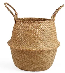 Wholesale High Quality Natural Plant Basket Storage Woven Seagrass Belly Basket