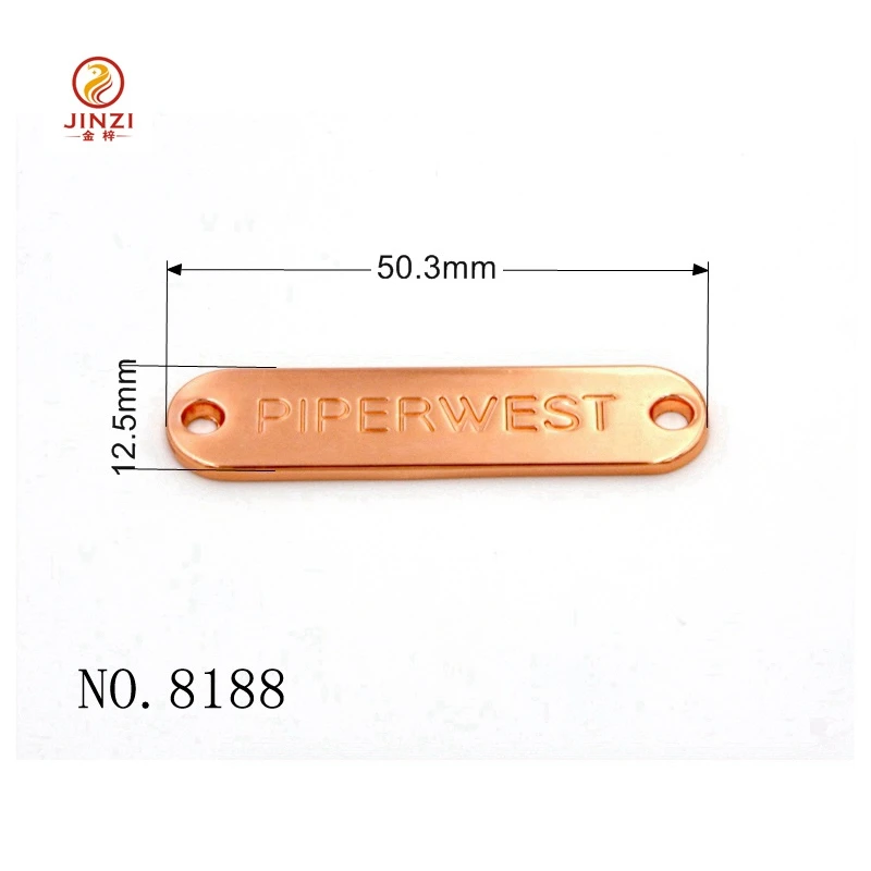 Custom Garment Engraved Brand Name Oval Shape Metal Logo Label for clothing and bags