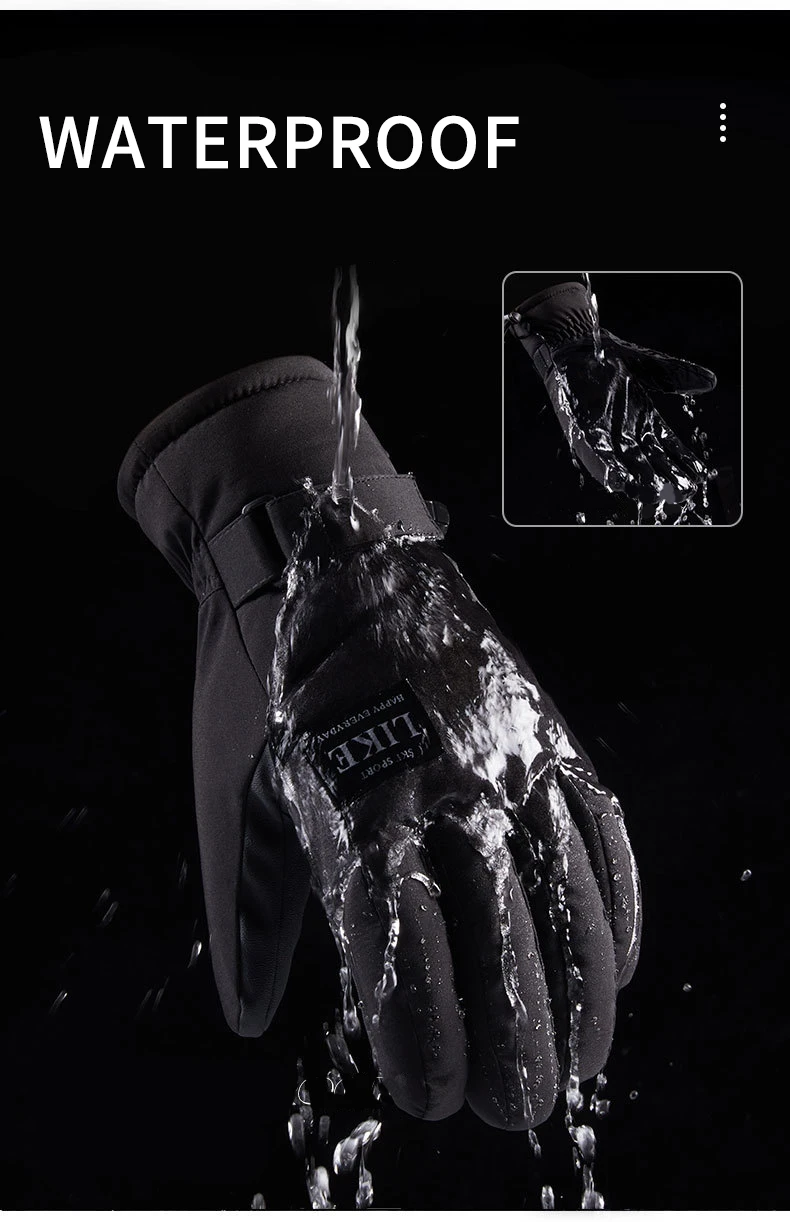 Winter Waterproof Anti-slip Outdoor Sports Warm Thermal Ski Snow Gloves Mittens Cycling Gloves