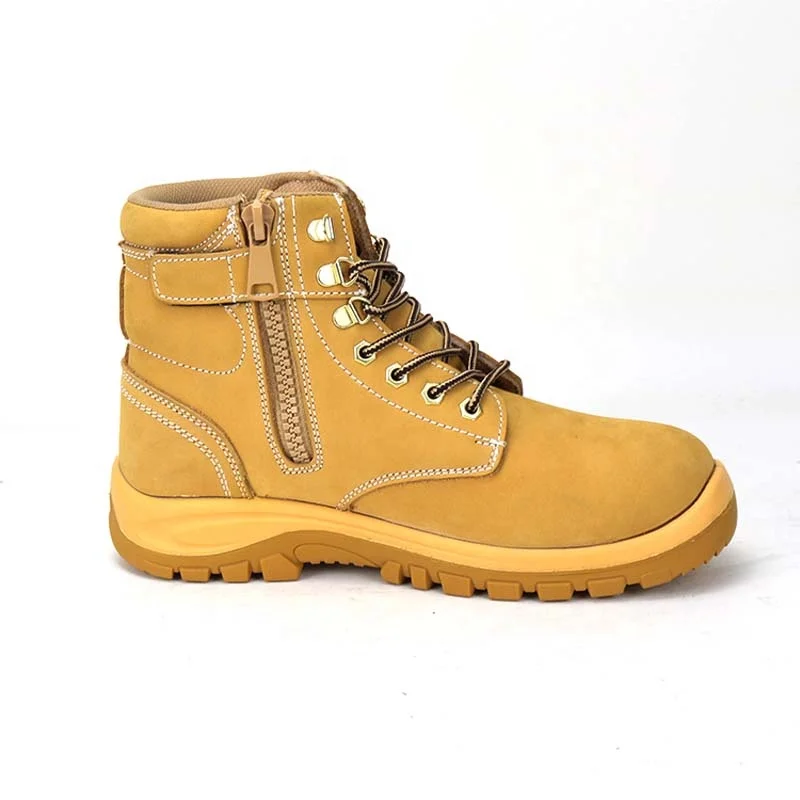 zapatos de trabajo excellent wheat yellow nubuck genuine leather work boots for men with side zipper