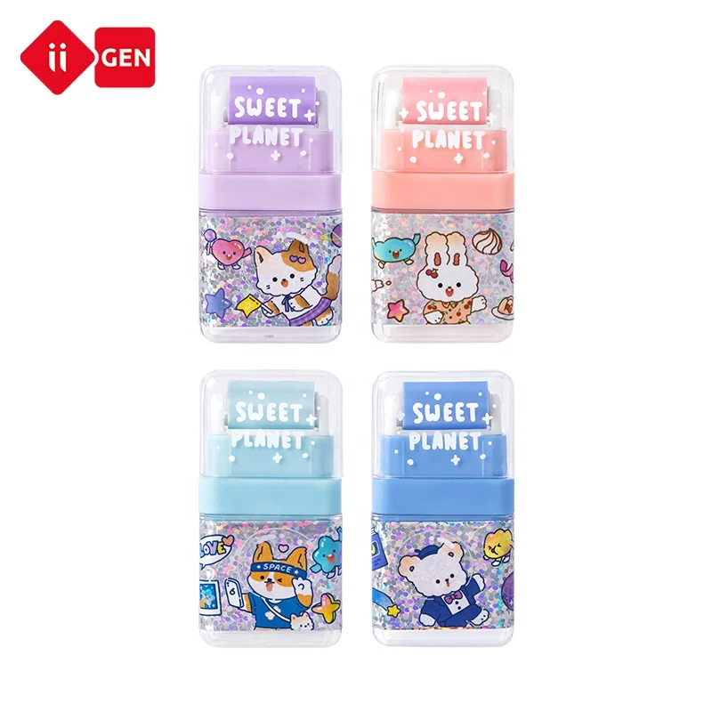 IIGEN Sweet Planet Roller Eraser Dust Free School Custom Shaped Eraser for Student Kawai Erasers