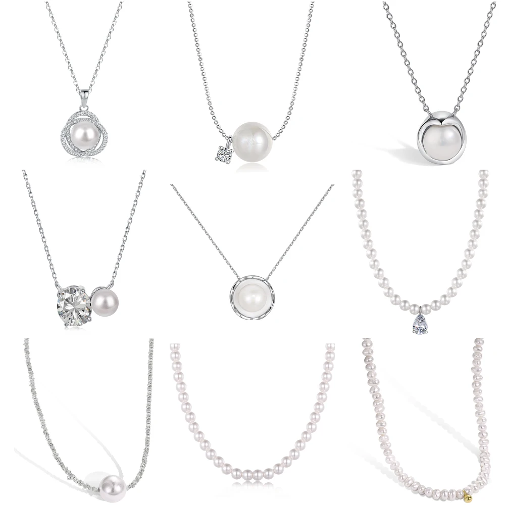 Жемчужное ожерелье с подвеской в виде перманентного жемчуга цепочка звено качество 925 стерлингового серебра жемчужное женские ожерелья