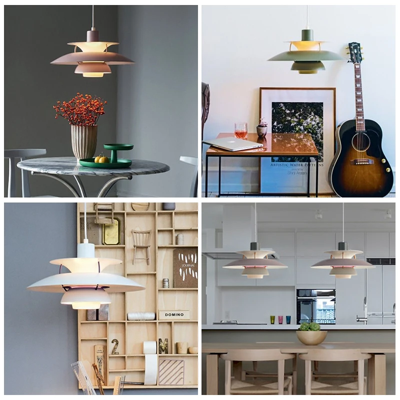 Nordic Creative Design Simple Metal Glass Hanging Pendant Light Colorful for Living Room Dining room