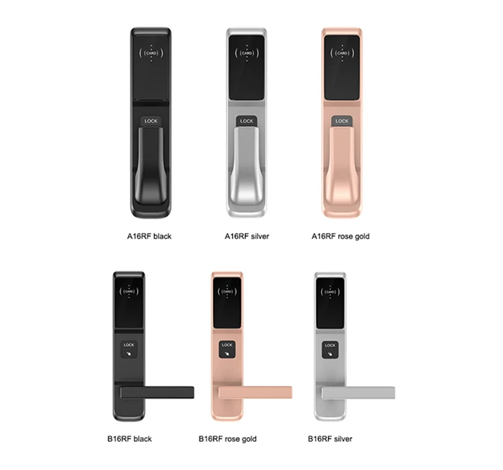 Wholesale black aluminum alloy anti-pry anti-saw anti-theft magnetic key card Smart Door Locks Set For Hotel