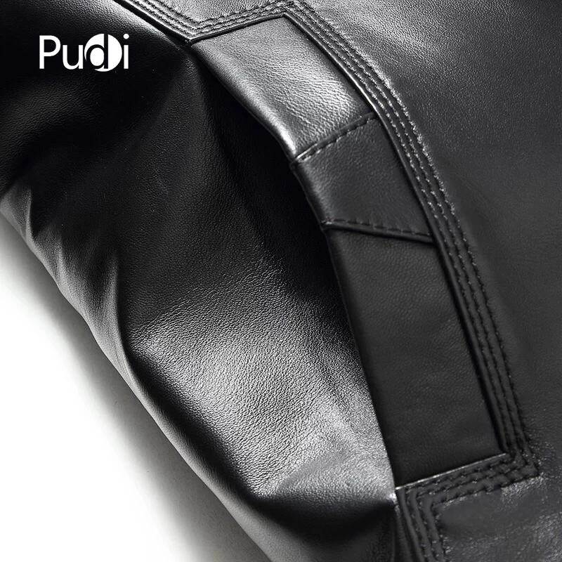 Jackets Casual Outwear MT858 Real Sheep Leather Fur New Fashion Inside Lining Fall Winter with Real Wool Men Slim Woven Raw