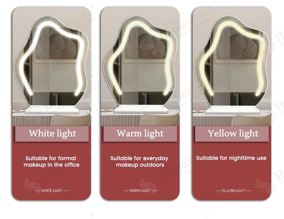 Hot sale on Irregular anti rust asymmetry Vanity LED mirror Modern design wall mounted mirror Resort Hotel Use Anti-fog