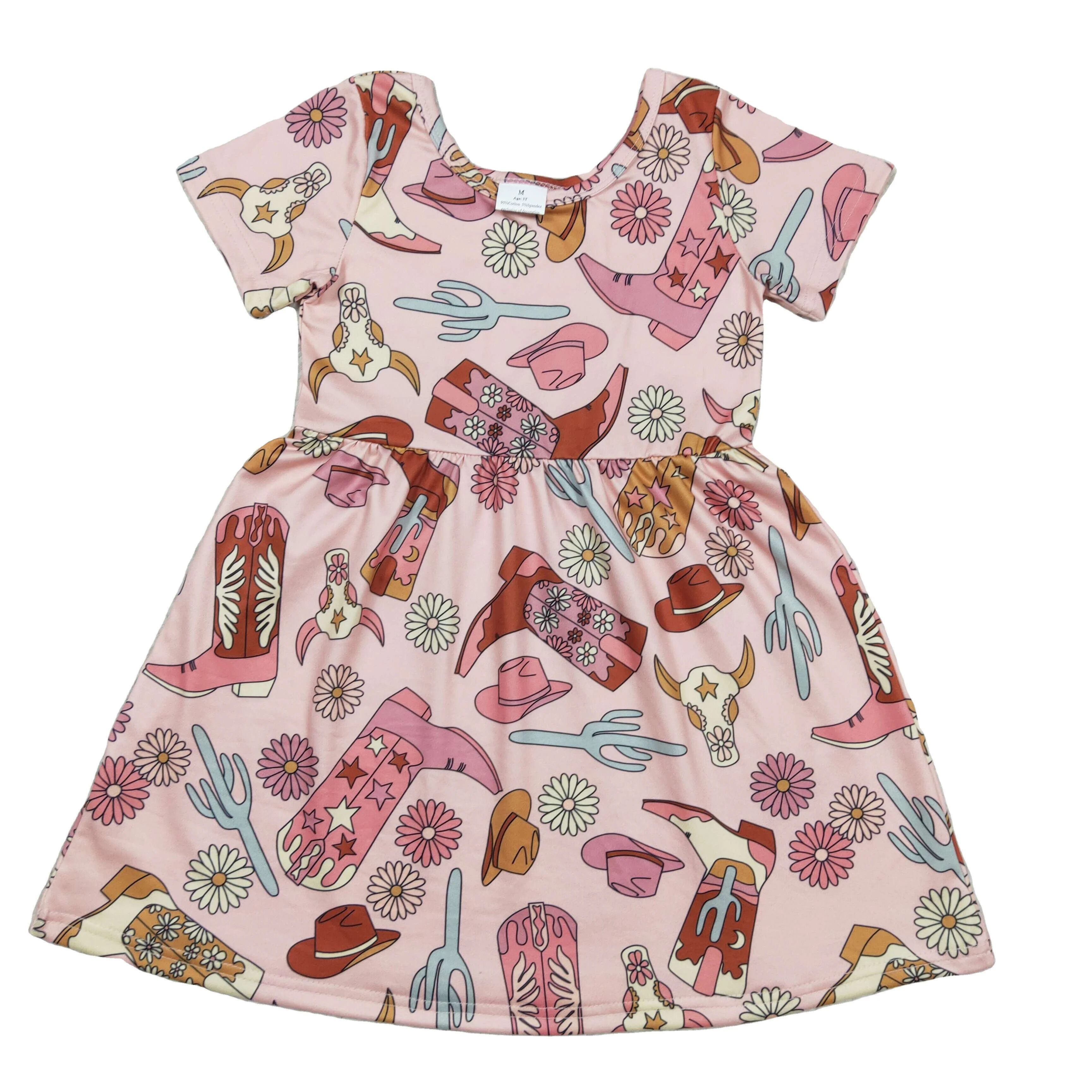 Cactus boots little girls western short sleeve dress clothes boutique wholesale hot selling