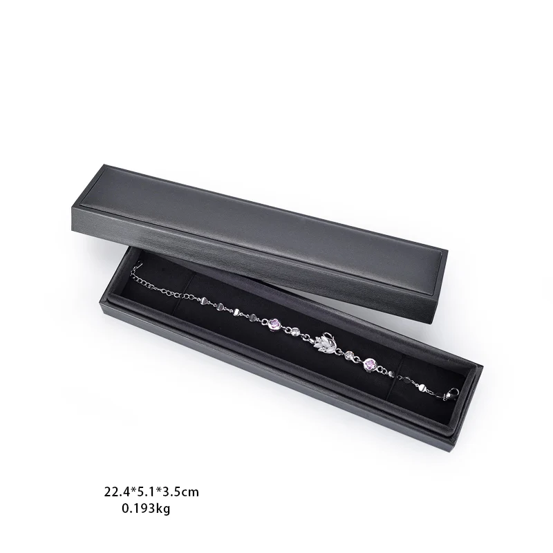 MJJ custom Lid and  Cover smooth Silver gray brushed PU leather jewelry box with black fibre