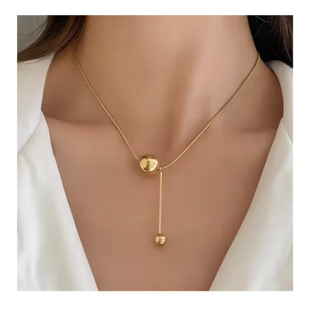 ODM Cold Style Advanced Steel Feeling Wholesale Stainless Steel Gold Round Necklace