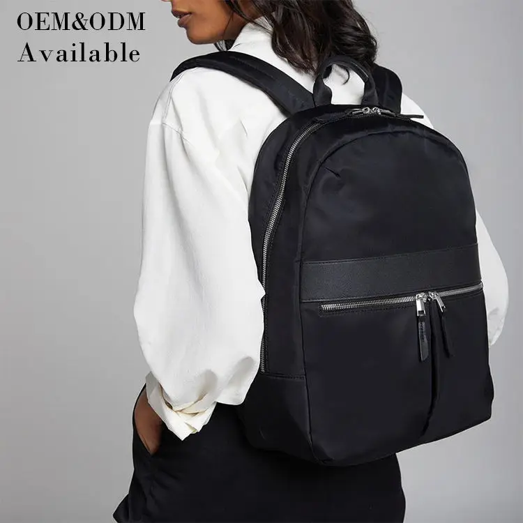 custom logo ultralight black simple high quality wholesale casual fashion custom nylon backpack