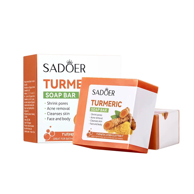 100ML SADOER Turmeric Ginger Soap Skin Brighten Face Cleansing Handmade Essential Oil Soap Body Bath
