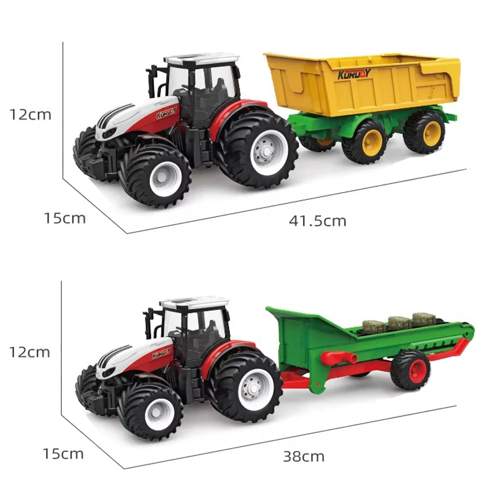 2.4G 6 channels big wheels dump trailer model truck farmer vehicles toy rc remote control tractor toys for kids