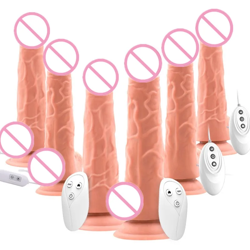 USB Rechargeable Thrusting Vibrating Realistic Dildo With Strong Suction Base Penis Sex Toy