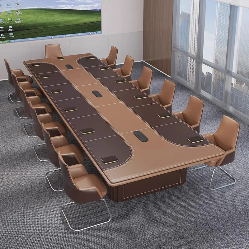 Chuang yue Luxury Modern Large Plate-Type Office Conference Table Foldable MDF Solid Wood Long Desks Meeting Room Fashion Design