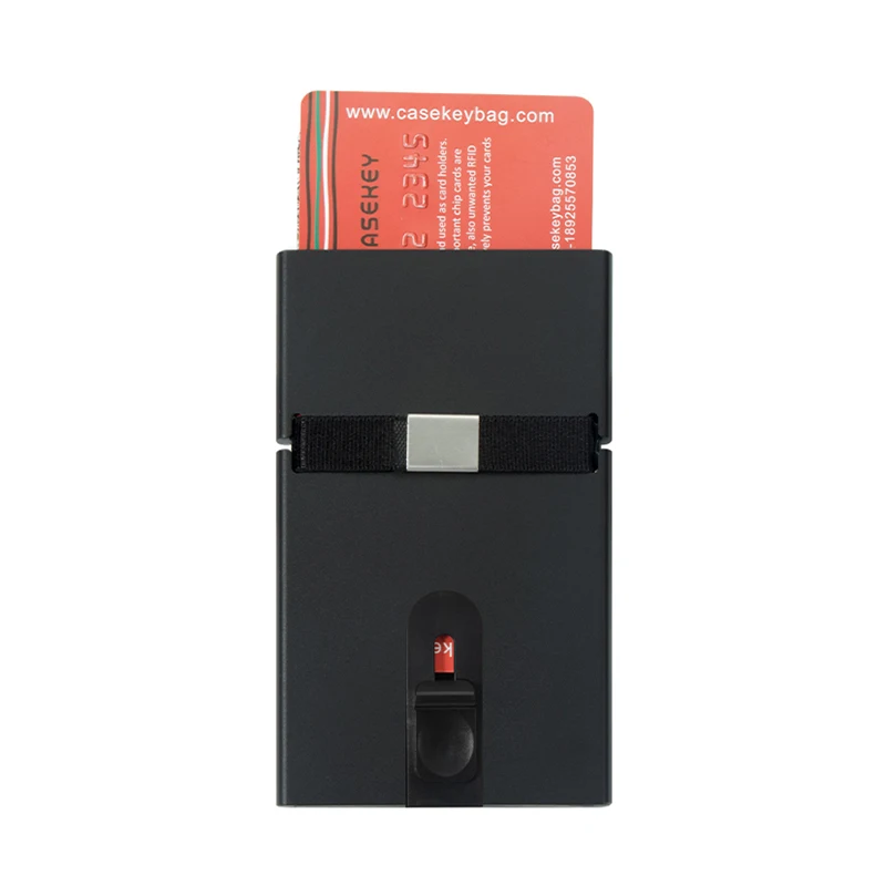 Dropshipping Slim Automatic Stainless Steel Credit Card Box Wallet Tarjetero De Aluminio RFID Secure Pop Up Aluminum Card Holder