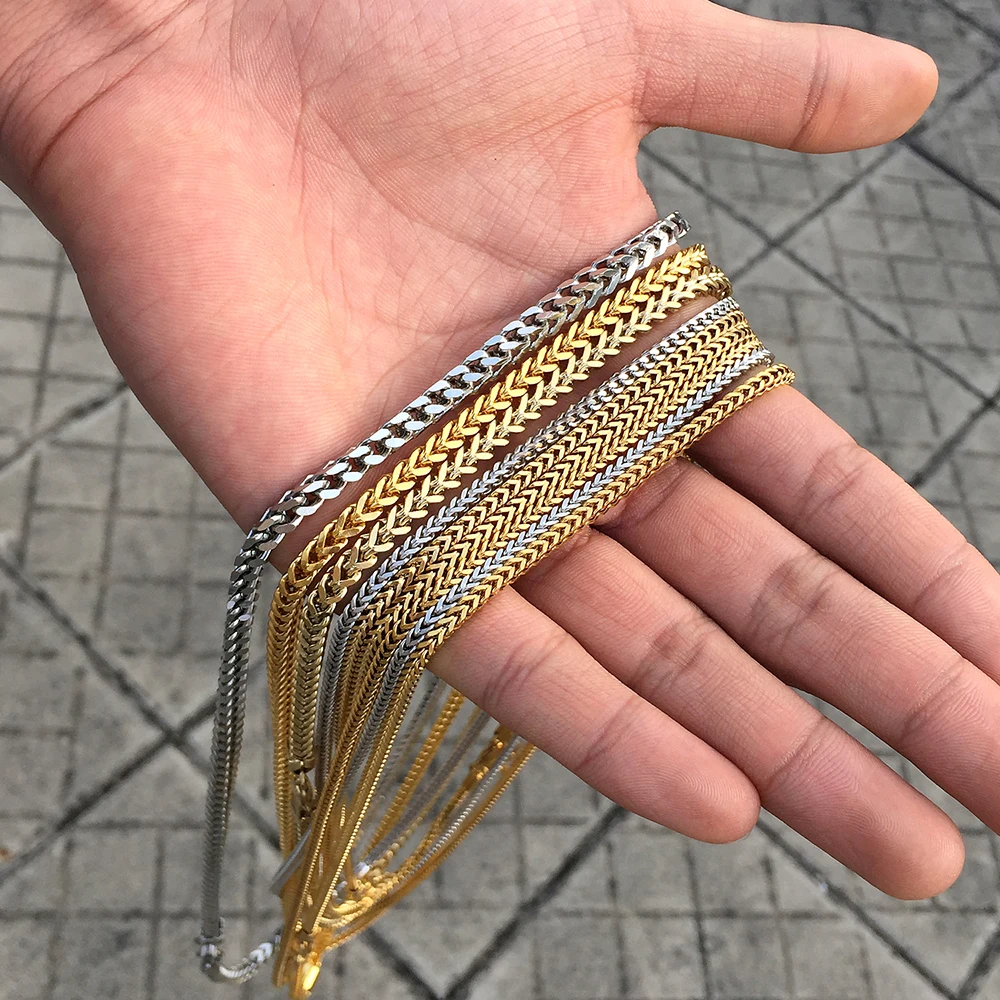 Miss Jewelry 14K 18K Italy Dubai Necklace New Men Gold Franco Chain